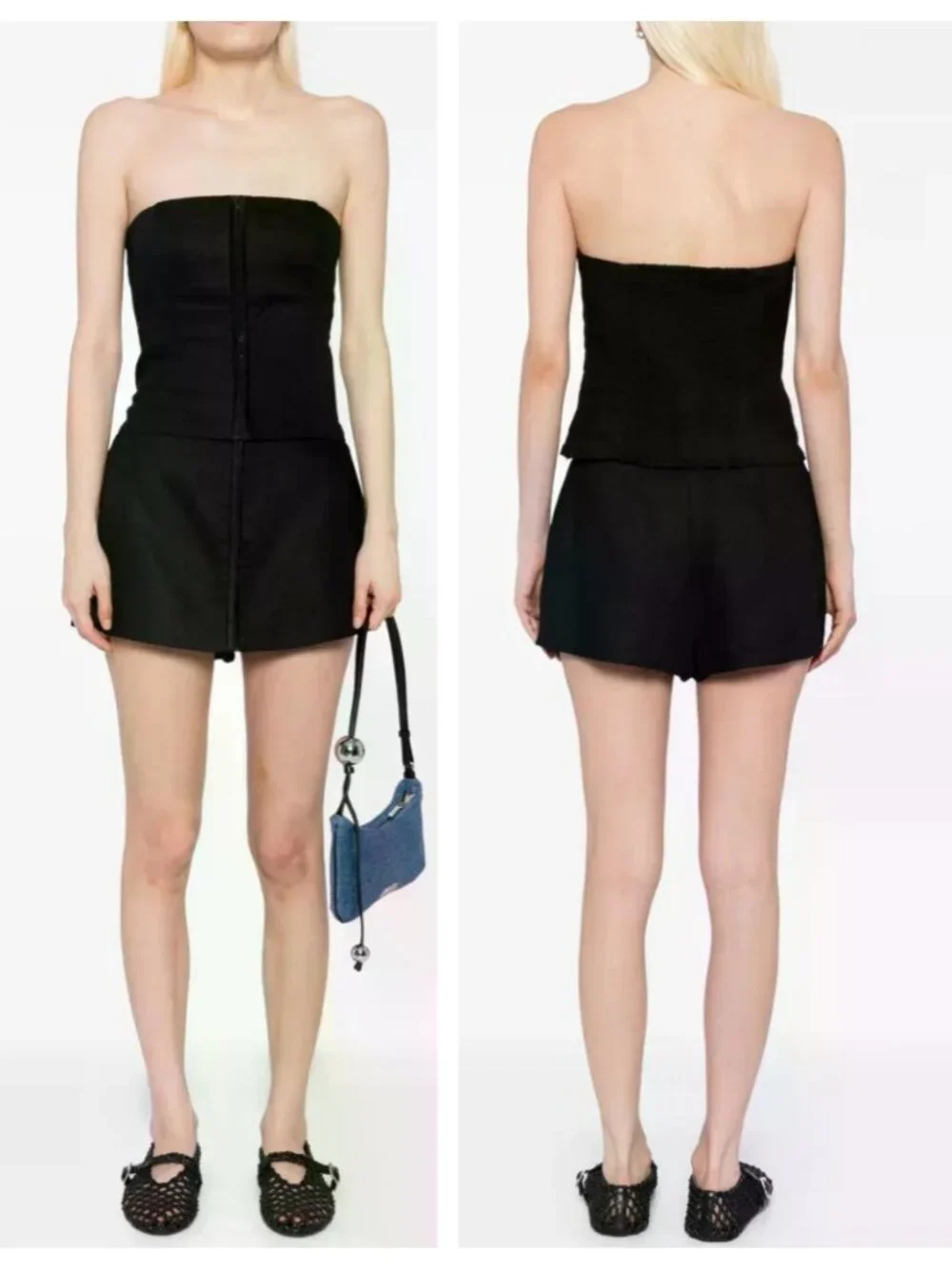 Reformation Sophie Strapless Linen 2-piece Skort Set